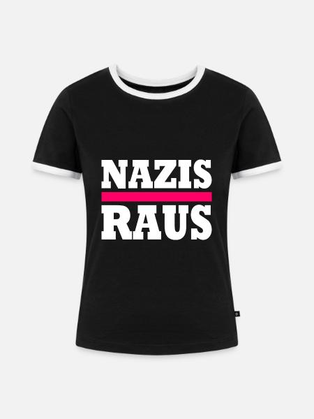 Nazis raus - Frauen Kontrast-T-Shirt - Schwarz/Weiß