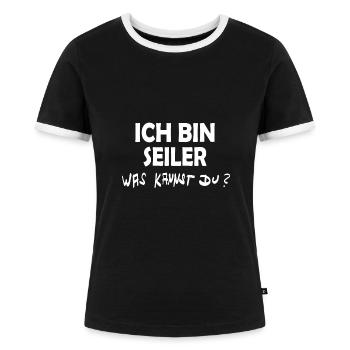 Geschenk für Seiler - Frauen Kontrast-T-Shirt - Schwarz/Weiß - Vorne - Selfina (174cm)