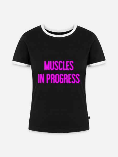 Muscles in Progress - Frauen Kontrast-T-Shirt - Schwarz/Weiß