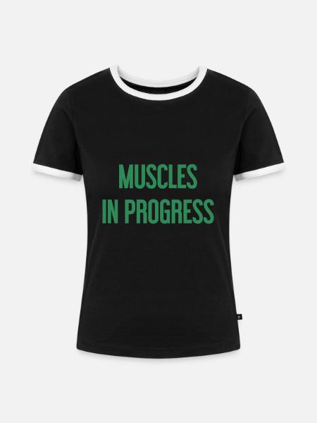 Muscles in Progress - Frauen Kontrast-T-Shirt - Schwarz/Weiß
