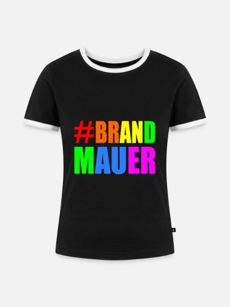brandmauer - Frauen Kontrast-T-Shirt - Schwarz/Weiß
