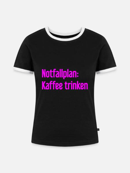 Kaffee-Notfallplan - Frauen Kontrast-T-Shirt - Schwarz/Weiß
