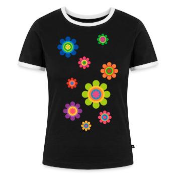 limited edition 03 rund - Frauen Kontrast-T-Shirt - Schwarz/Weiß - Vorne - Selfina (174cm)