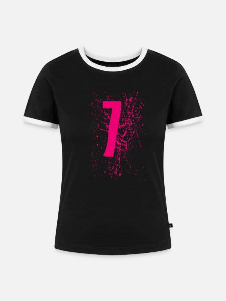 7 - Frauen Kontrast-T-Shirt - Schwarz/Weiß