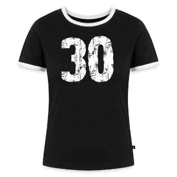 30 Zahl - Frauen Kontrast-T-Shirt - Schwarz/Weiß - Vorne - Selfina (174cm)