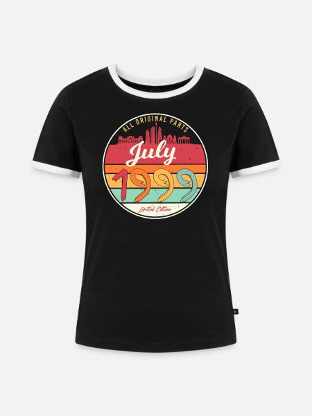 Coole Geschenkidee Für Juli 1999 - Frauen Kontrast-T-Shirt - Schwarz/Weiß