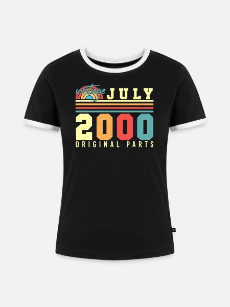 Geburtsmonat Juli 2000 - Frauen Kontrast-T-Shirt - Schwarz/Weiß