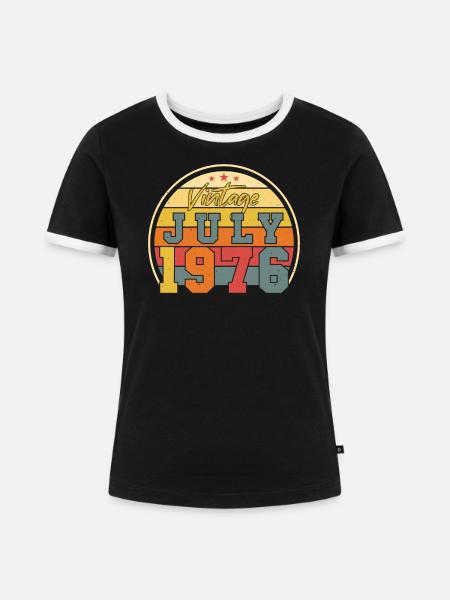 1976 Im Juli Geschenkidee - Frauen Kontrast-T-Shirt - Schwarz/Weiß