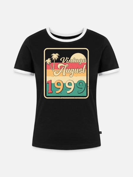 1999 August Retro - Frauen Kontrast-T-Shirt - Schwarz/Weiß