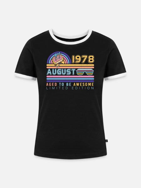 Baujahr 1978 Im August - Frauen Kontrast-T-Shirt - Schwarz/Weiß