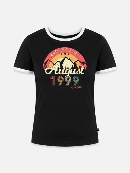 Legendär August 1999 - Frauen Kontrast-T-Shirt - Schwarz/Weiß