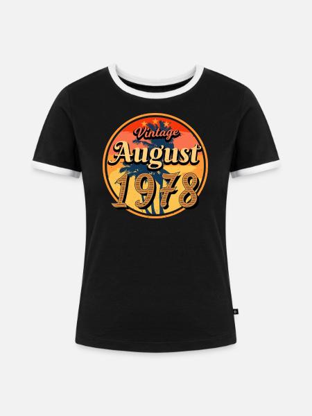Baujahr 1978 Im August - Frauen Kontrast-T-Shirt - Schwarz/Weiß