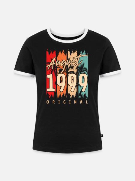 Geburtsmonat August 1999 - Frauen Kontrast-T-Shirt - Schwarz/Weiß
