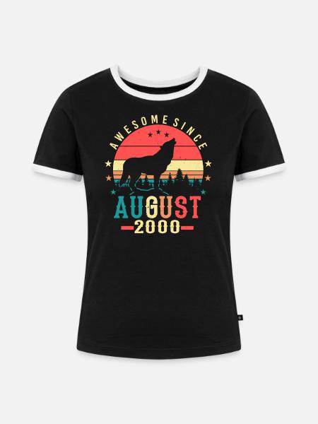 Geburtsjahr 2000 Im August - Frauen Kontrast-T-Shirt - Schwarz/Weiß
