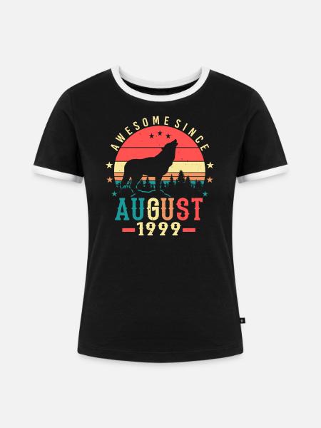 Geburtsjahr 1999 Im August - Frauen Kontrast-T-Shirt - Schwarz/Weiß