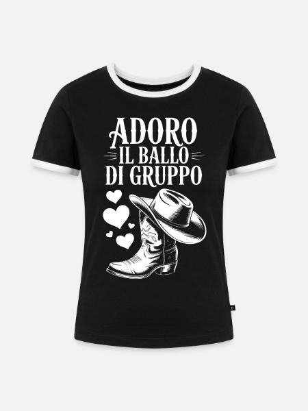 Western Hearts Gruppentanz - Frauen Kontrast-T-Shirt - Schwarz/Weiß