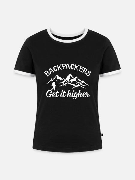 Backpacker Travel - Frauen Kontrast-T-Shirt - Schwarz/Weiß