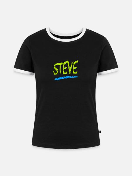 Steve - Frauen Kontrast-T-Shirt - Schwarz/Weiß