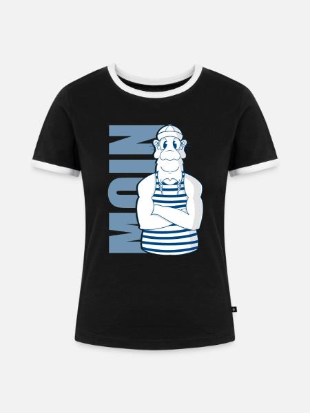 Moin Seemann - Frauen Kontrast-T-Shirt - Schwarz/Weiß