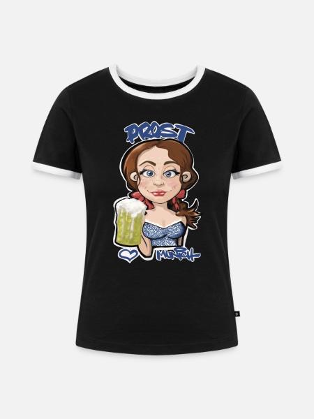 ❤️ Munich - Prost - Frauen Kontrast-T-Shirt - Schwarz/Weiß