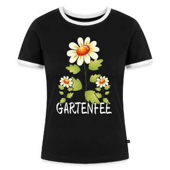Gartenfee Garten Gärtnerin - Frauen Kontrast-T-Shirt - Schwarz/Weiß - Vorne - Selfina (174cm)