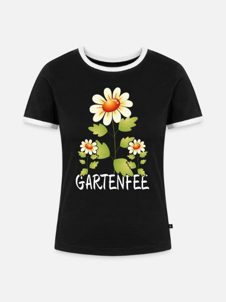 Gartenfee Garten Gärtnerin - Frauen Kontrast-T-Shirt - Schwarz/Weiß