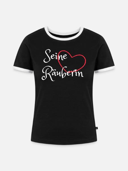 Seine Räuberin - Frauen Kontrast-T-Shirt - Schwarz/Weiß