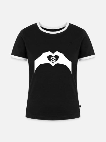 Love Schnee - Frauen Kontrast-T-Shirt - Schwarz/Weiß