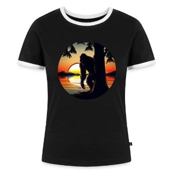 Bigfoot Sonnenuntergang - Frauen Kontrast-T-Shirt - Schwarz/Weiß - Vorne - Selfina (174cm)