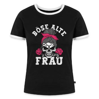 Böse Alte Frau Sarkasmus - Frauen Kontrast-T-Shirt - Schwarz/Weiß - Vorne - Selfina (174cm)