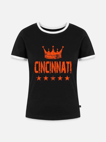 Cincinnati Krone Sterne - Frauen Kontrast-T-Shirt - Schwarz/Weiß