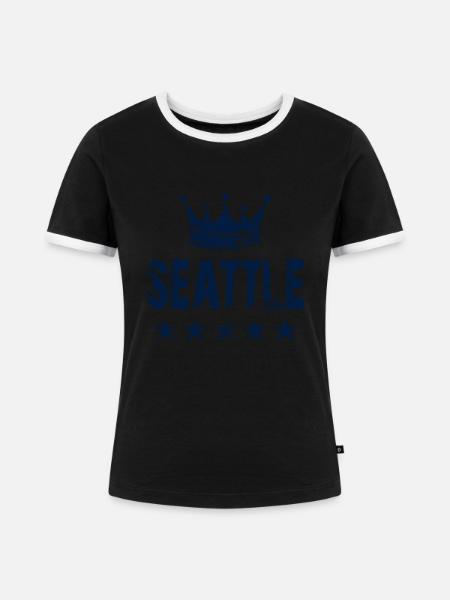 Seattle Krone Sterne - Frauen Kontrast-T-Shirt - Schwarz/Weiß