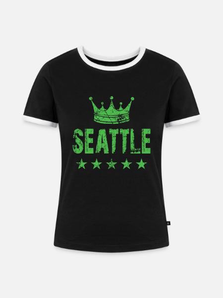 Seattle Krone Sterne - Frauen Kontrast-T-Shirt - Schwarz/Weiß