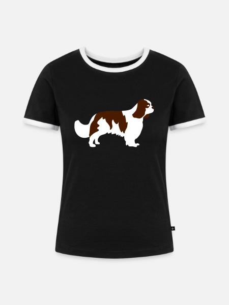 Cavalier King Charles Spaniel - Frauen Kontrast-T-Shirt - Schwarz/Weiß