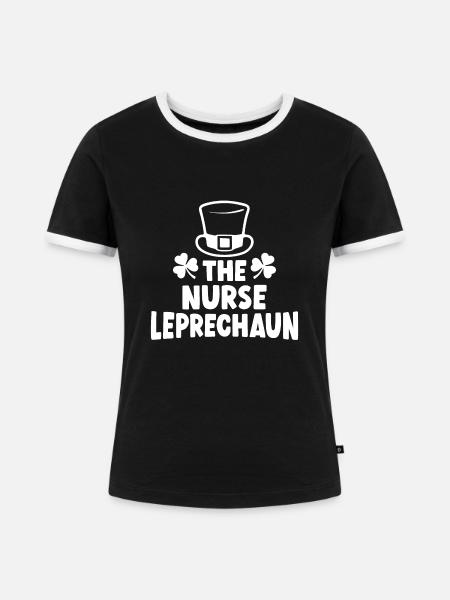 Die Krankenschwester Leprechaun - Frauen Kontrast-T-Shirt - Schwarz/Weiß