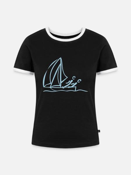 Segeln Jolle - Frauen Kontrast-T-Shirt - Schwarz/Weiß