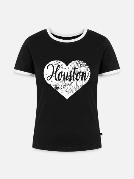 Houston Herz - Frauen Kontrast-T-Shirt - Schwarz/Weiß
