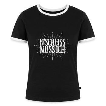 N Scheiss muss ich - Frauen Kontrast-T-Shirt - Schwarz/Weiß - Vorne - Selfina (174cm)