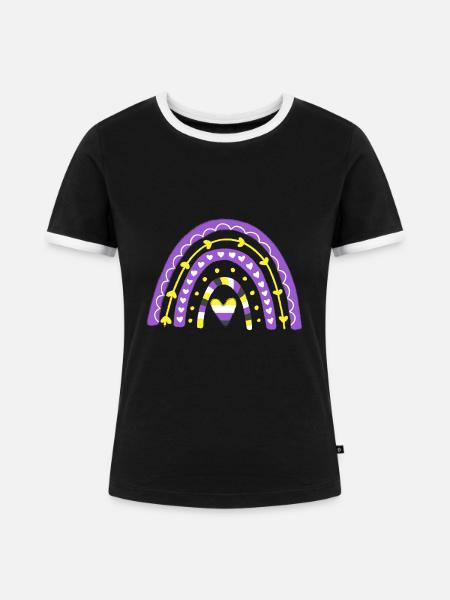 Nonbinary Pride Boho-Regenbogen - Frauen Kontrast-T-Shirt - Schwarz/Weiß