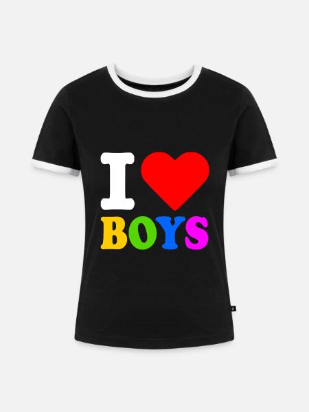 I love boys - Frauen Kontrast-T-Shirt - Schwarz/Weiß