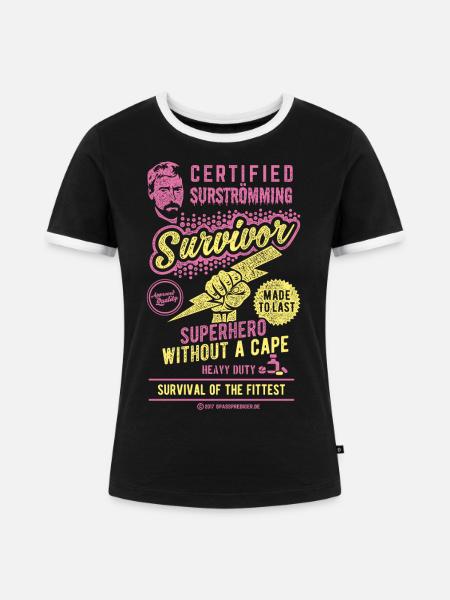Surströmming T Shirt Design - Frauen Kontrast-T-Shirt - Schwarz/Weiß