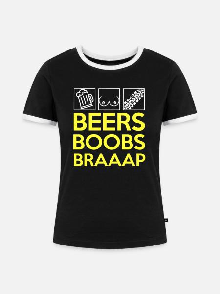 Bier Brüste Braaap - Frauen Kontrast-T-Shirt - Schwarz/Weiß