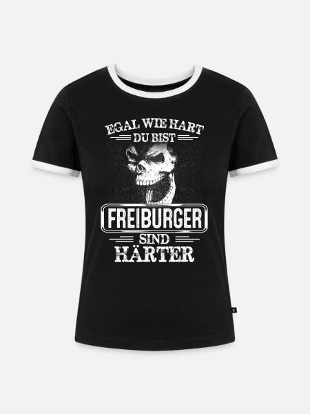 FREIBURGER - sind härter! - Frauen Kontrast-T-Shirt - Schwarz/Weiß
