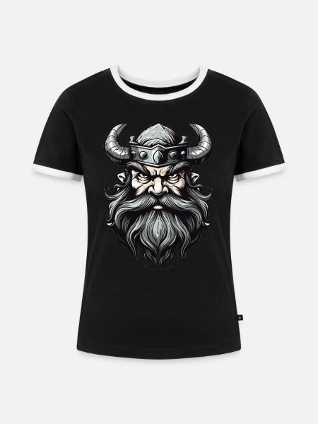 gehörnter Helm - Frauen Kontrast-T-Shirt - Schwarz/Weiß