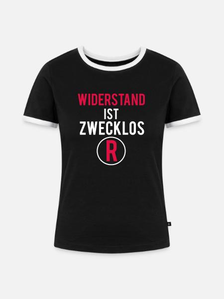 Widerstand Ist Zwecklos - Frauen Kontrast-T-Shirt - Schwarz/Weiß