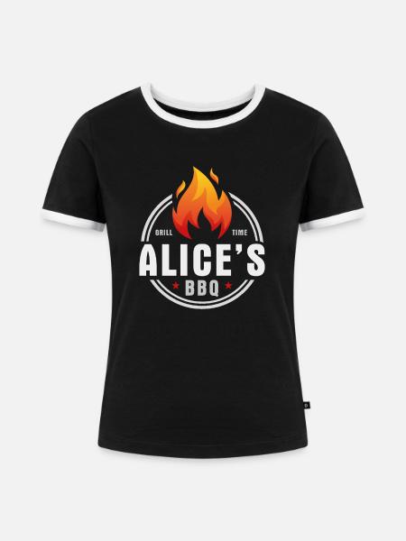 Alices BBQ - Frauen Kontrast-T-Shirt - Schwarz/Weiß