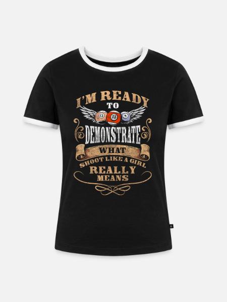 Pool Spieler Kugel Gewinner - Frauen Kontrast-T-Shirt - Schwarz/Weiß
