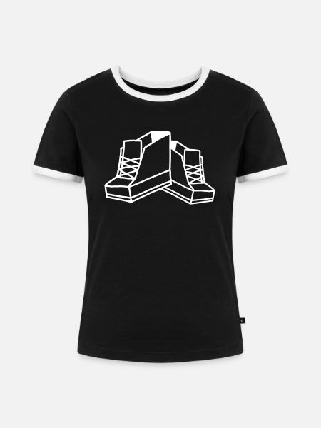 Turnschuhe Schuhe - Frauen Kontrast-T-Shirt - Schwarz/Weiß