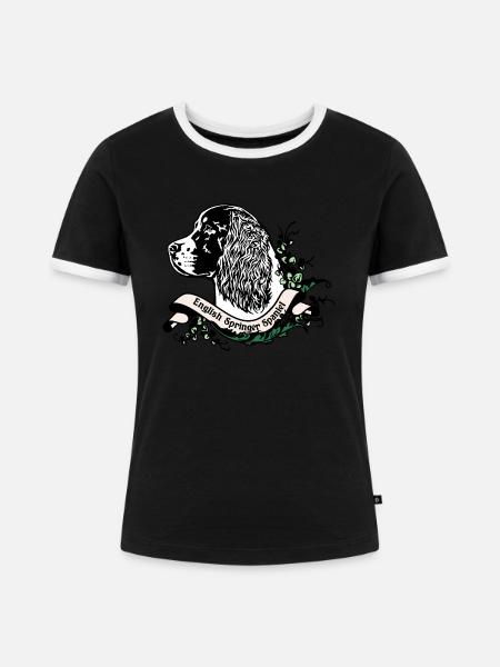 Springer Spaniel Anno 1900 - Frauen Kontrast-T-Shirt - Schwarz/Weiß