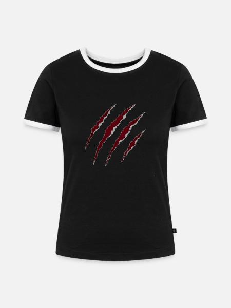 CLAW MARKS - Frauen Kontrast-T-Shirt - Schwarz/Weiß